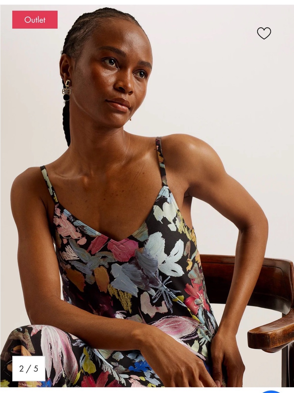 Ted Baker Adamela Black Floral Midi Slip Dress - Picture 2 of 6